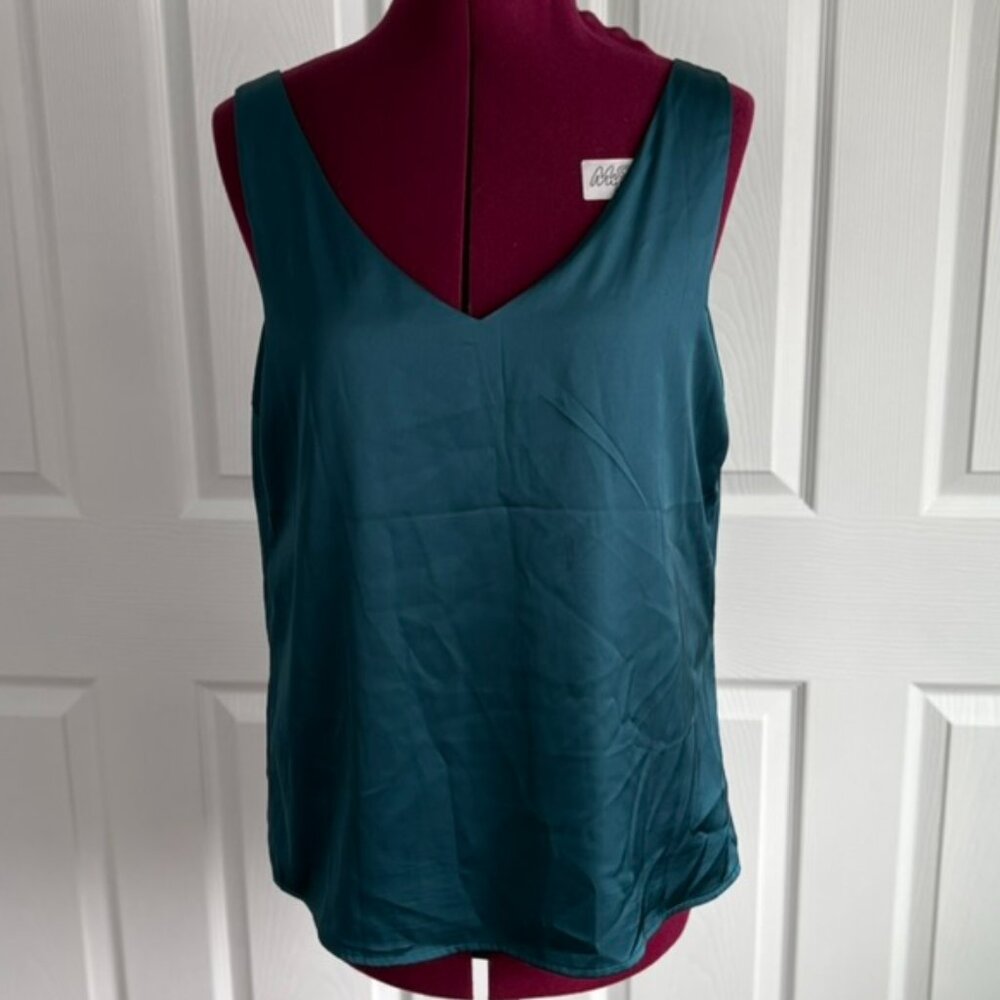 Deep Teal V Neck Tank Top - Size Medium
